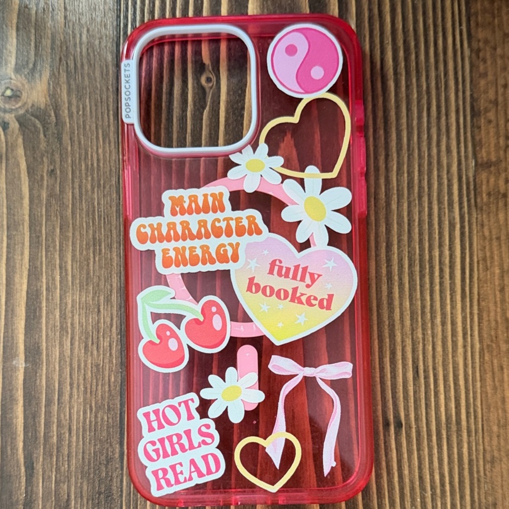 PopSocket Pink Phone Case with Fun Stickers